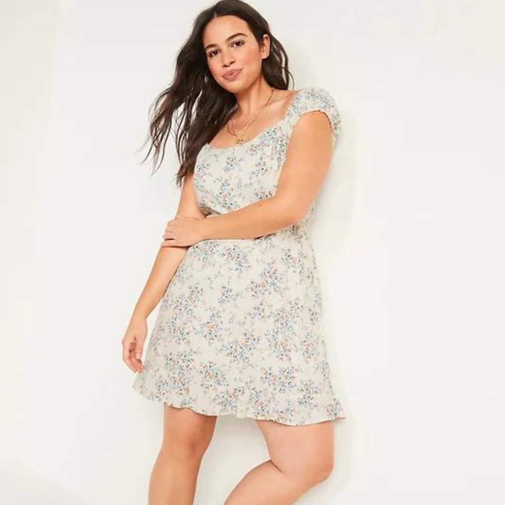 Old Navy Fit & Flare Puff-Sleeve Mini Dress for Women New - Picture 3 of 7